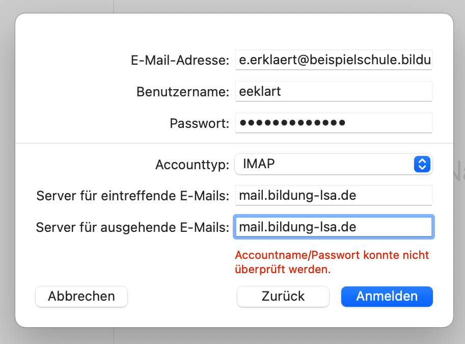 bildungsserver sachsen anhalt konfiguration von apple mail fur mac